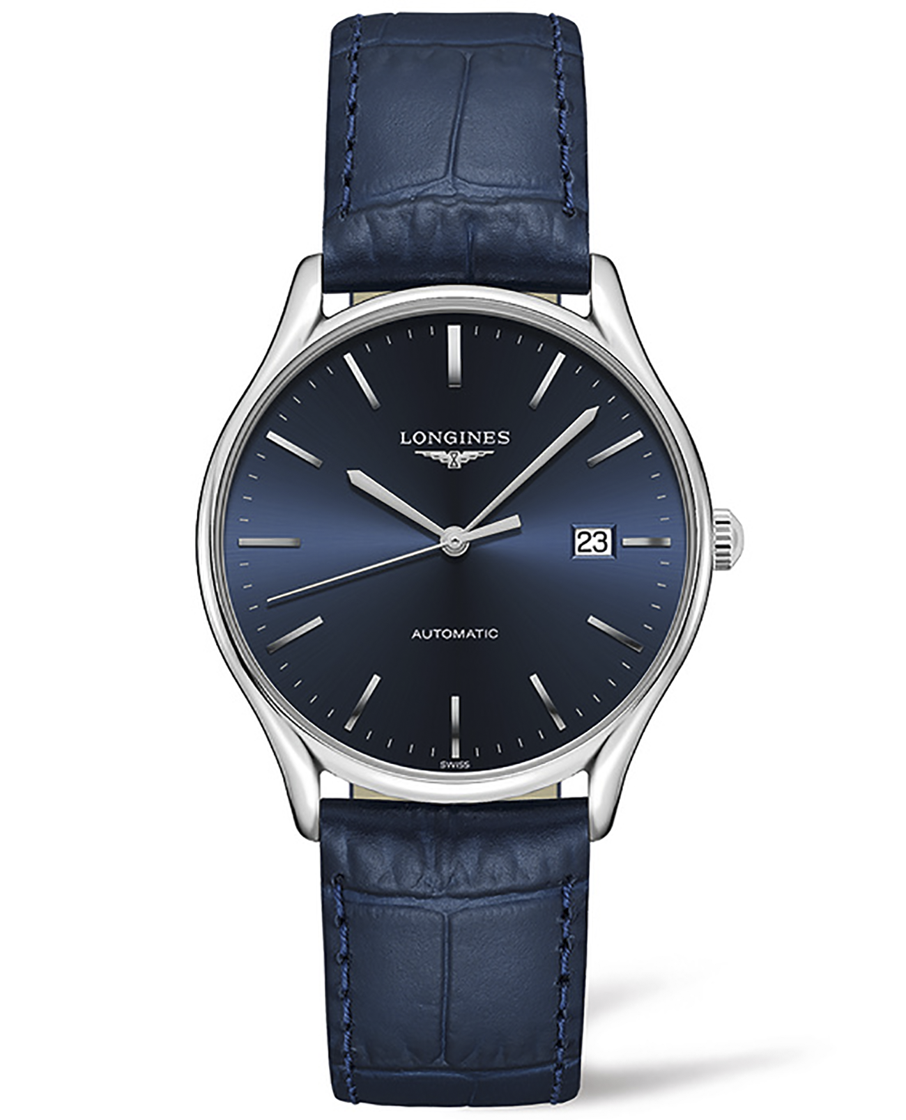 Longines Longines Lyre L4.960.4.92.2  L49604922 механические мужские часы синий циферблат, браслет кожаный — вид спереди